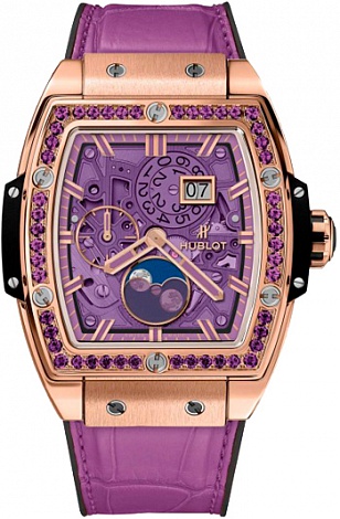 Replica Hublot 647.OX.4781.LR.1205 Moonphase King Gold Purple 42mm watch